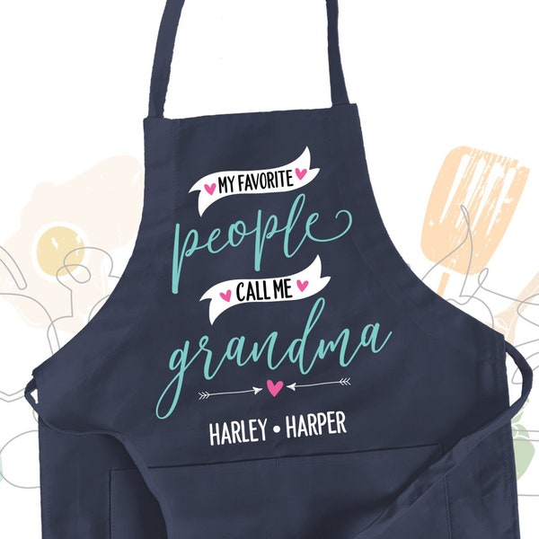 grandma apron | my favorite people call me grandma dark adult bib apron | mothers day birthday gift | grandma apron MMGA1-099-DApron