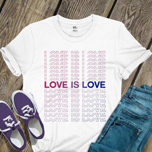 Pride shirt | bisexual love is love repeating words unisex tshirt | LGBTQ shirts | bisexual pride unisex tee MPS-008B