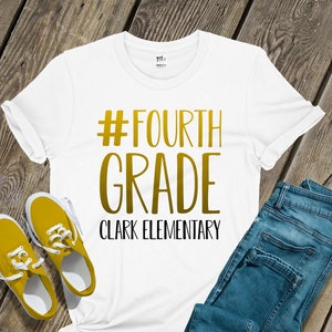 Teacher shirt | #fourth grade or any grade tshirt | pick your color custom gradient text shirt | team crew or vneck shirt 22MSCL-132-B