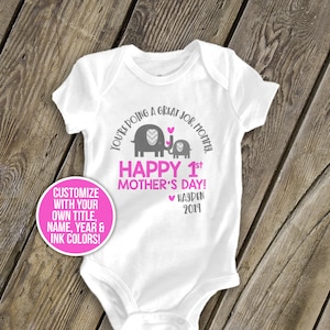 First Mother's Day bodysuit - personalized ELEPHANT first mothers day gift from baby girl (or any year!) 1st mother's day gift 22MD-001-G