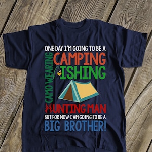 big brother to be shirts | camping fishing hunting big brother to be DARK tshirt | camo wearing big brother tshirt MSMP-032D