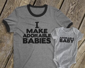 I Make Adorable Babies® Shirts Dad and Baby Matching DARK | Etsy