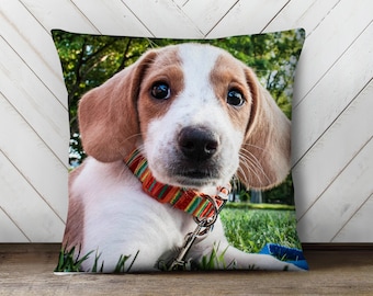 personalized pet photo pillow | pet throw pillow | add pet's name | pet throw pillow dog pillow | dog's face on a pillow | cat pillow | dog