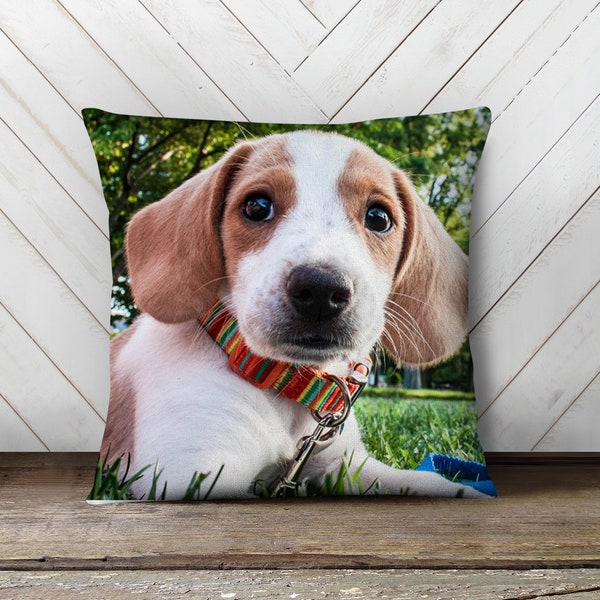 personalized pet photo pillow | pet throw pillow | add pet's name | pet throw pillow dog pillow | dog's face on a pillow | cat pillow | dog