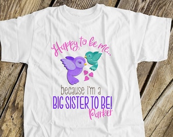 Big sister to be WHIMSY bird i&#39;m going to be a big sister pregnancy announcement Tshirt MWHB-002