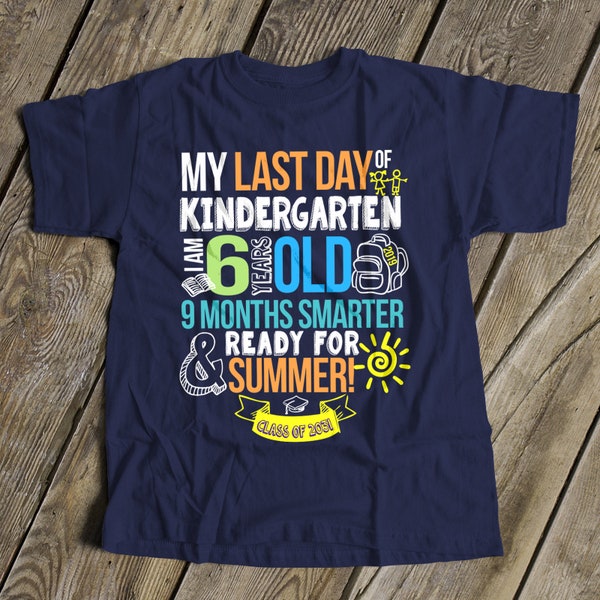 Kindergarten last day DARK shirt - ready for summer 9 months smarter funny kindergarten graduation Tshirt 22MSCL-002-BD