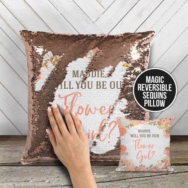 flower girl proposal pillow | flower girl mermaid sequin pillow | will you be my flower girl proposal sequin pillow | flower girl MSPC-001