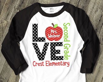 Teacher shirt - love school personalized raglan shirt for teachers 22MSCL-020-R