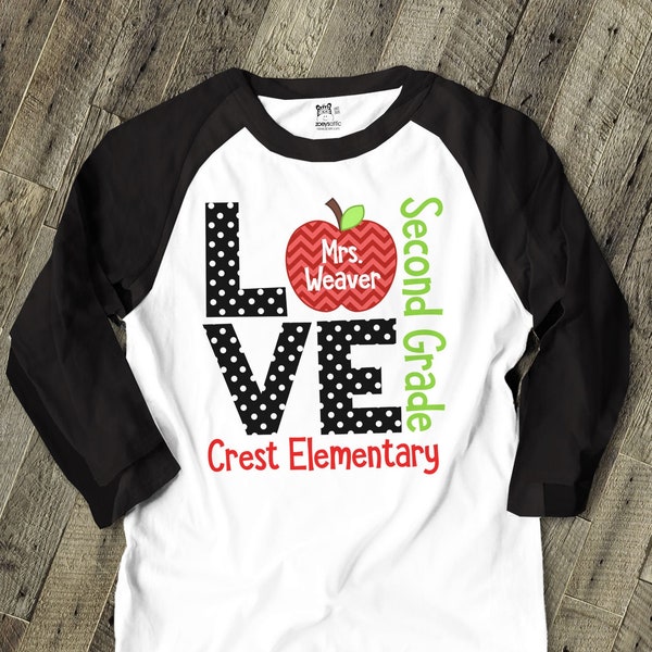 Teacher shirt - love school personalized raglan shirt for teachers 22MSCL-020-R