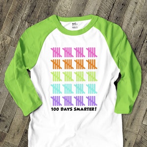 Teacher shirt - 100 Days Smarter - fun hundred day raglan shirt for teachers 22MSCL-012-R