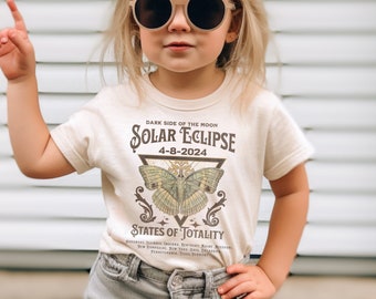 total solar eclipse cute toddler girls t-shirt totality retro boho style natural colored tee kids infant toddler cool eclipse tshirts school