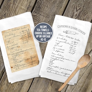 Handwritten recipe tea Towel / Flour Sack your favorite recipe in handwriting transferred to a keepsake tea towel great gift MTT-001 image 2