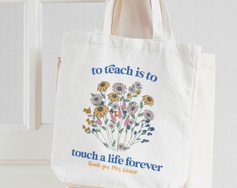 teacher gift totebag personalized wildflowers totebag for teachers gift from student teacher totebag appreciation week teacher gifts