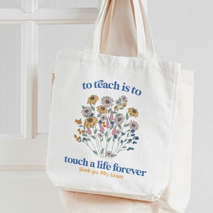 teacher gift totebag personalized wildflowers totebag for teachers gift from student teacher totebag appreciation week teacher gifts