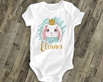 Easter shirt | Happy Easter cute bunny kids Tshirt | bunny with crown | sweet girl bunny with crown easter shirt for any day | 22SNLE-051