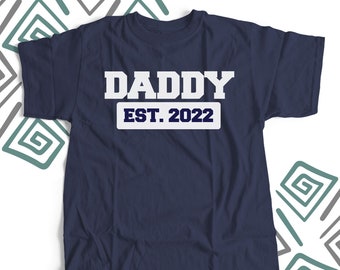 Daddy shirt - daddy est. any year custom DARK t-shirt - great for pregnancy announcement or Father's Day gift 22FD-044-D