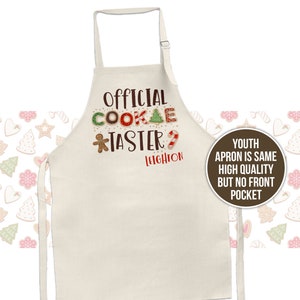 Official cookie taster baker holiday apron Christmas baking aprons youth or adult great Christmas gift for your cookie baking team  matching