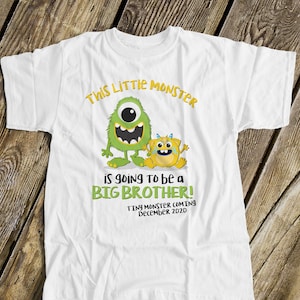 Big brother shirt-This Little Monster Big Brother announcement T-shirt MMST-001