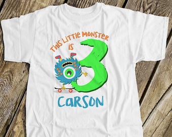 Kids birthday shirt | little monster any age birthday tshirt | kids personalized monster birthday party shirt MMST-006