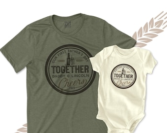 First Father&#39;s Day together cheers matching daddy and baby bodysuit gift set - great Father&#39;s Day shirts matching cheers shirts 22FD-068-Set