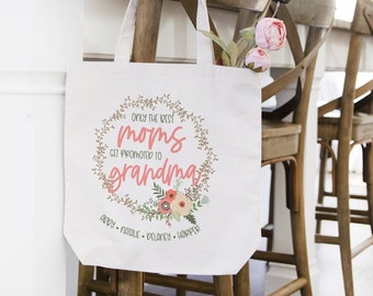 grandma tote bag | mother's day present | only the best moms get promoted to grandma or nana tote bag | gift bag grandma 22md-096b