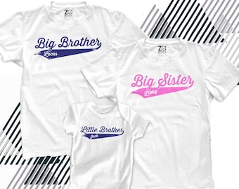 matching sibling  shirts - sibling set of THREE shirts big brother big sister mix and match  - SWOOSH team sibling shirts 22SPRT-038-Set