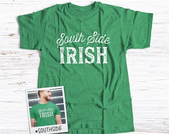 camisas del día de San Patricio / camiseta DARK unisex irlandesa del lado sur de Chicago / opción de brillo de trébol camisa oscura irlandesa del lado sur 22SNLP-112-D