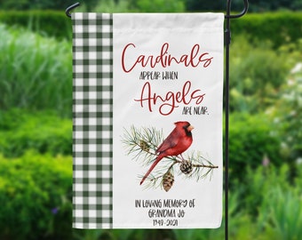cardinals appear when angels are near garden flag | in memory flag garden flag memorial cardinals angels garden flag for cemetary or home