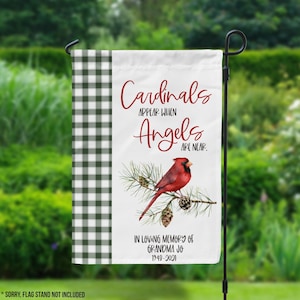 cardinals appear when angels are near garden flag | in memory flag garden flag memorial cardinals angels garden flag for cemetary or home