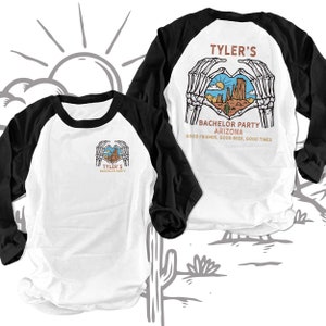Bachelor party raglan shirt | personalized desert skeleton love bachelor party raglan t-shirt | unisex raglan 22BRDL-065-R