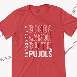 Maillot de circuit du club Pujols 700 | #700HRCLUB tee-shirt commémoratif de la saison 2022 de baseball | pujols bonds aaron ruth t-shirt foncé unisexe 22CARDS-006-D
