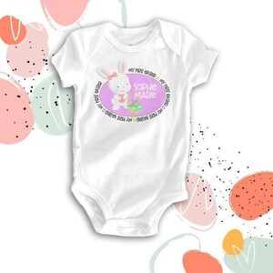 My First Easter bodysuit - adorable personalized bodysuit or tshirt for your little girl&#39;s first Easter 22SNLE-040-G