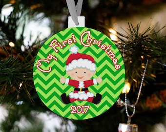 My first Christmas baby claus custom ornament - great new baby Christmas gift FCBCO