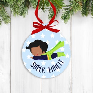 Super hero boy ornament - gift for superheros - kids superhero Christmas ornament SHCOB