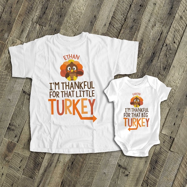 thanksgiving sibling shirts matching for big brother little brother big sister little sister twins set perfect for turkey day 22SNLF-010-Set