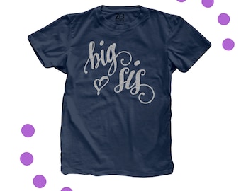 Big sister shirt sparkly glitter heart Tshirt - fun big sis pregnancy announcement shirt BSHG
