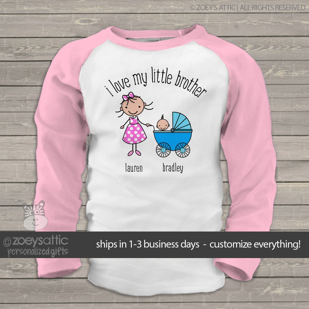 Big Sister shirt - I love my little brother big sister  RAGLAN t-shirt MSTK-004-r