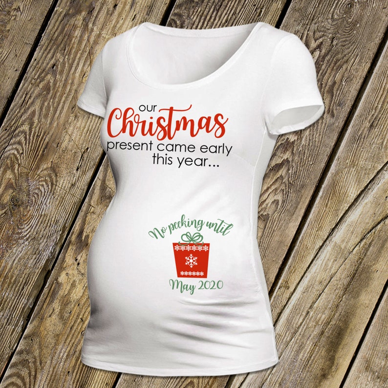 Christmas Maternity Shirt My Present Long or Short Sleeve Etsy