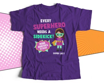 big sister shirts | big sister to be | superhero big sister shirt | every superhero needs a sidekick | pregnancy announcement MSUP-009-D