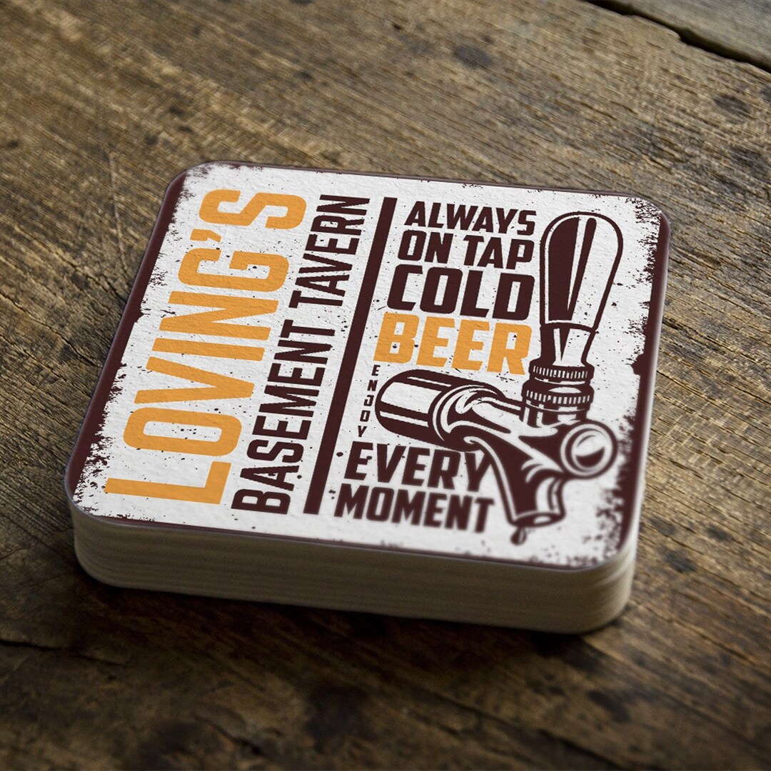 Personalized Bar Coasters Stock the Bar Party Coasters Basement Bar