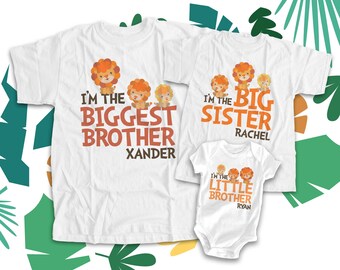 matching brother shirts - sibling set of THREE shirts - customize LION sibling shirts for any brother/sister combination MSS2-005N-3Set