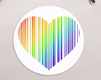 mousepad round  / circular | gay pride rainbow heart mousepad | pride gift mouse pad | mousepad round  MSP-016G