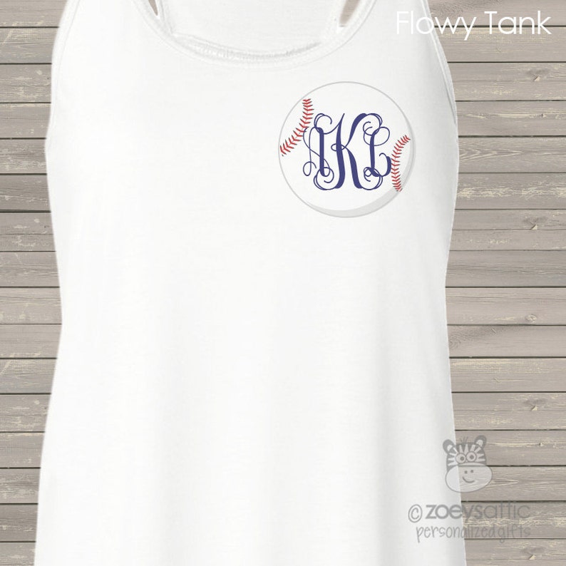 Monogram baseball shirt baseball lover custom flowy tank top Etsy