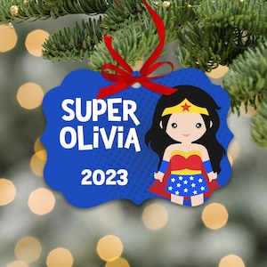 Super hero girl ornament | superhero ornament for girls | girls annual ornament | superhero girl character ornament MBO-040