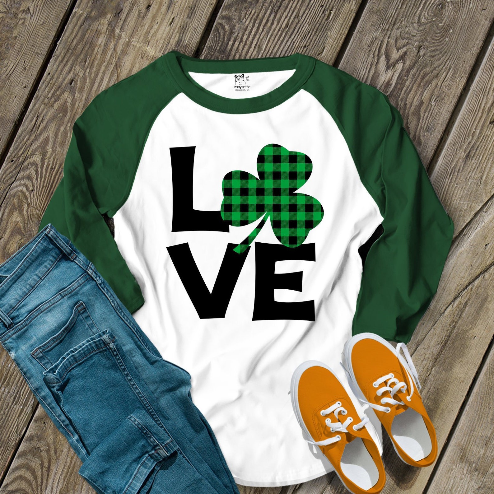 st patricks day shirts love st patty's day adult raglan image 1.