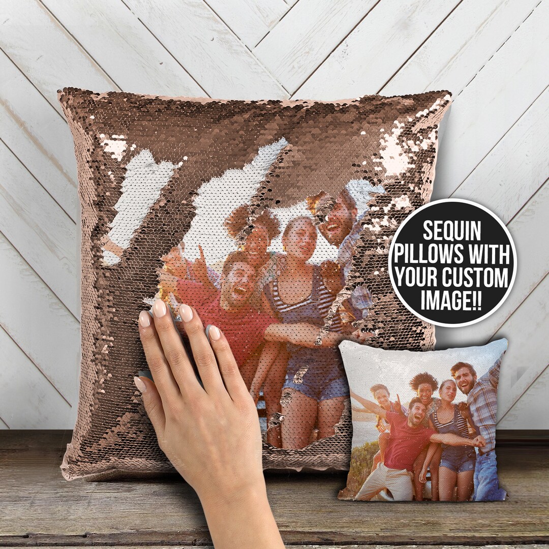 hidden message sequin cushion