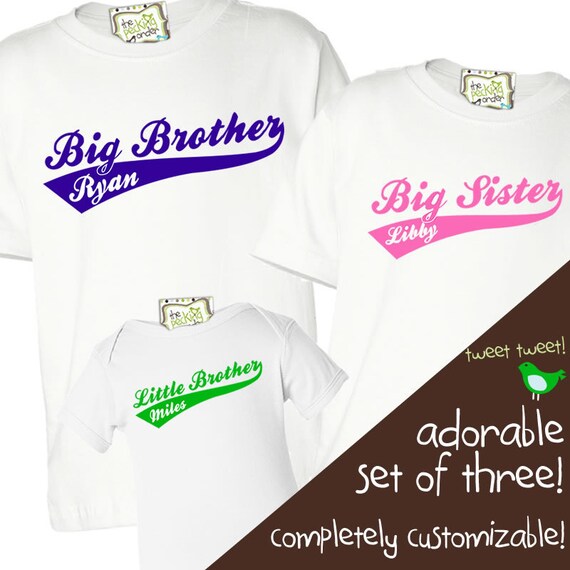 Matching sibling shirts sibling set of THREE shirts big | Etsy