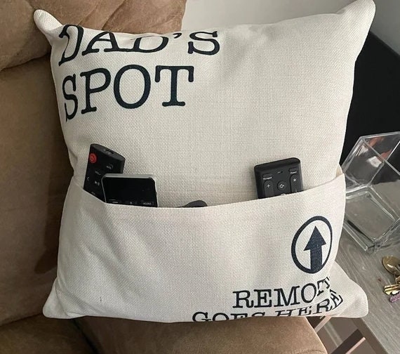 father&#39;s day pillow dad&#39;s spot remote goes here faux linen pillowcase pillow great gift for dad birthday christmas fathers day funny pillow