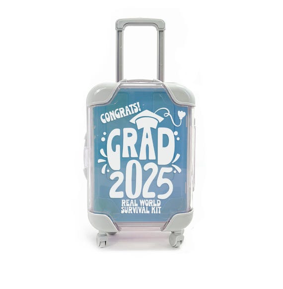 Graduation Survival Kit Mini Suitcase | Funny Grad Gift Box | Real World Gift Card Holder | Empty Suitcase | Mini or Mighty Size
