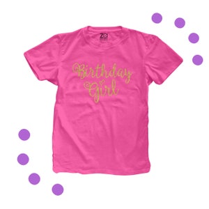 Birthday girl sparkly glitter DARK Tshirt - fun glitter birthday shirt - you choose glitter color BGSTS